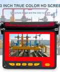 Heavy Duty Sewer Camera With 100 Ft Cable And Built In 16Gb Dvr For Hassle Free Drain Scoping and Rock Solid Pipe Inspection showing a 4.3 inch HD screen.