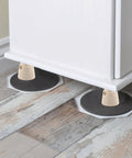 Adjustable Furniture Legs 2 Piece Set For Tables And Chairs, Non Slip Plastic Risers with white finish on wooden floor