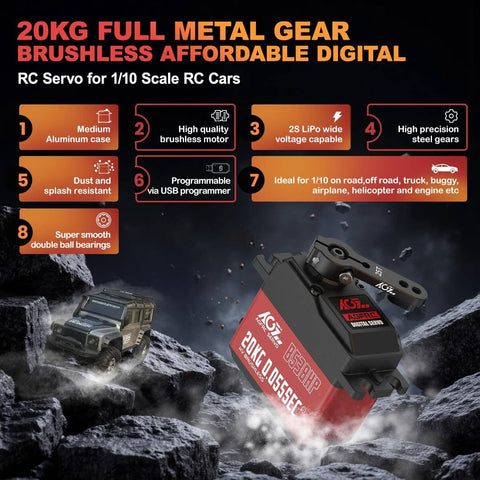 Ultra Fast Brushless RC Servo Motor With Metal Gear for 1 10 Scale Cars Boats And Crawlers Delivers a 0.055 Second Response And Upgraded Digital Precision This Beefy High Torque Servo Is Programmable Via SPV2 And Rocks A CNC Aluminum Shell For Heat Relief.