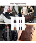Dope 8 Piece Leather Zipper Pull Replacement Kit in black, coffee brown, khaki, burgundy shown on shoes, bags, and jackets