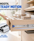 Heavy Duty Drawer Slides 500 Lb Full Extension Side Mount Rails For Tool Boxes And Workbenches, 2.5 Mm Cold Rolled Steel Construction, Smooth Quiet Glide, Ultra Durable Heavy Load Storage Drawers, side-mounted drawer open with dual-row ball bearings