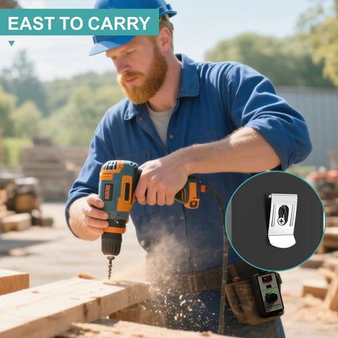 Worker using Heavy Duty 120V 15A AC Motor Speed Controller with drill, illustrating portability and versatility for power tools