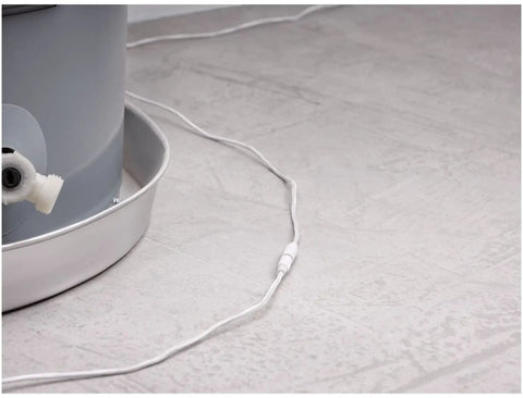 6 Foot Leak Sensing Cable Add On For Flo Smart Water Detector on floor near water heater, extends detection coverage, white