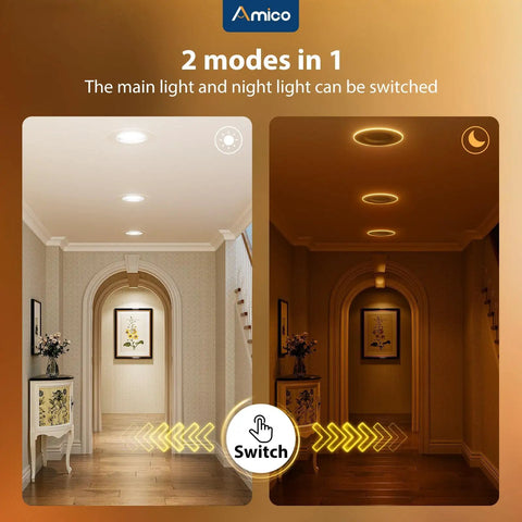 Level Up Your Lighting Game With These Slick 5CCT Led Retrofit Recessed Can Lights Featuring A Chill Night Light Mode And Warm Golden Glow Inside A Foolproof 12 Pack Kit For Instant Ceiling Setup