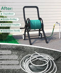 Built Tough Heavy Duty Garden Hose Reel Cart With Wheels For Outdoor Use shown storing hose neatly.