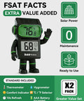 2 Pack Digital Hygrometer Thermometer With Solar Power And Battery Backup Temperature And Humidity Monitor For Home Mini Room Thermometer With Comfort Indicator Black, x2 pack