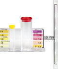 5-Way Liquid Reagent Pool Water Test Kit showing test vials and pH levels for chlorine, bromine, and alkalinity checks.