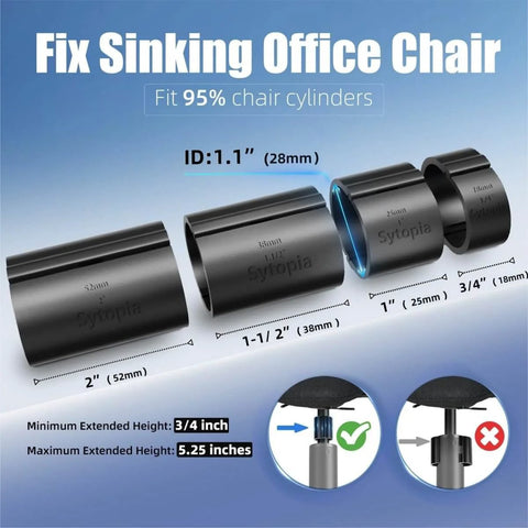 4 Pack Office Chair Cylinder Clamp Replacement No Tools Needed Quick Fix For Sinking Chairs Up To 5 Inches Fits 28mm Piston