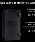 UL Certified Fireproof Safe For Home And Office 3.47 Cubic Feet Large Steel Safe Box With Digital Lock shown with opening methods.