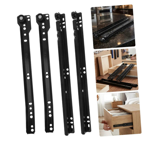 2 Sets Bottom Mount Drawer Slides Iron Soft Close Cabinet Rails For Kitchen Dresser Office Heavy Duty Glide Hardware With Smooth Quiet Operation Durable Steel Construction For Long Lasting Use With Quiet Smooth Glide System black steel drawer slides for kitchen dresser office drawers