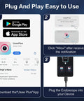 Plug and play guide for Dual Lens Endoscope Camera With Light For Inspections using UseePlus app on iPhone or Android.