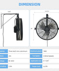 Dimensions of 20-Inch Wall Mounted Fan With Lights, 360 Degree Tilt, Remote And App Control, 6 Speed Reversible, 3CCT Dimmable