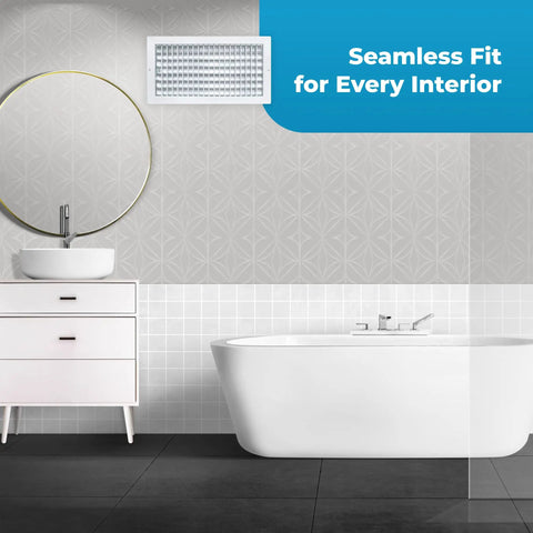 Bathroom with Durable Aluminum 16x8 Duct Opening Wall Vent Cover With Adjustable Front Blades No Rust Premium Register Vent