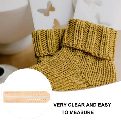 Wooden Sock Blocker Ruler For Knitting And Crochet, Dual Measuring Tool With Needle Gauge, 12.6 Inch Craft Ruler For Yarn Projects, Durable And Totally Handy For Socks, Hats, And Crochet Fans. Wooden ruler measuring knitted socks