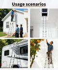 Pro Grade Telescoping A Frame Ladder 16.5 Foot With Dual Locks And Triangular Stabilizers, ANSI EN131 Safety Certified, 330 lbs Capacity, Wide Anti Slip Rungs, Reinforced Feet For Rock Solid Stability On Every Step. for roof, attic, and RV use