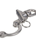 Heavy Duty 304 Stainless Steel Snap Shackle With Small Swivel Bail For Marine And Boat Rigs, 70mm, close-up view.