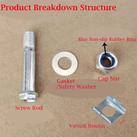 Universal 8 Piece Kids Bicycle Training Wheels Mounting Kit with M8 M9 Shoulder Bolts, Gasket, Cap Nut, Vertical Bracket