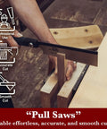 Person using Dozuki Dovetail Saw 7 Inch Pull Saw For Fine Joinery Japanese Style Handsaw With Rip Cross Cut Go To Pro Grade