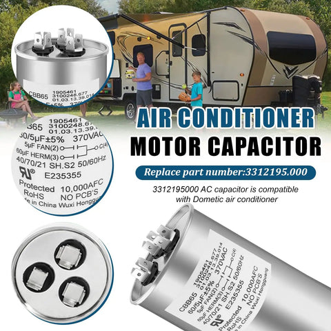 RV Air Conditioner Motor Capacitor 60 5 MFD Replacement For RV A C Units Plug And Play Capacitor For Compatible Models 57915 741 B595146 B59146 B59186 B59196 Durable Easy Install Electrical Part