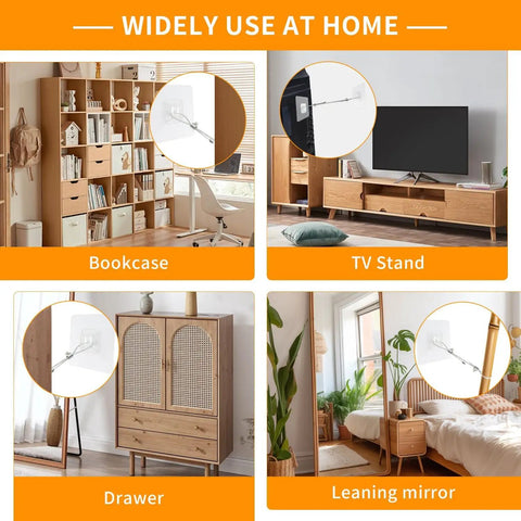 Adjustable 42 Inch TV Safety Straps No Drill Anti Tip Furniture Anchors Kit For Baby Proofing used on bookcase and TV stand