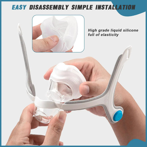 Replacement AirFit N20 Nasal Cushion Two Pack for a Reliable Seal on Medium Fit frame shown during disassembly.