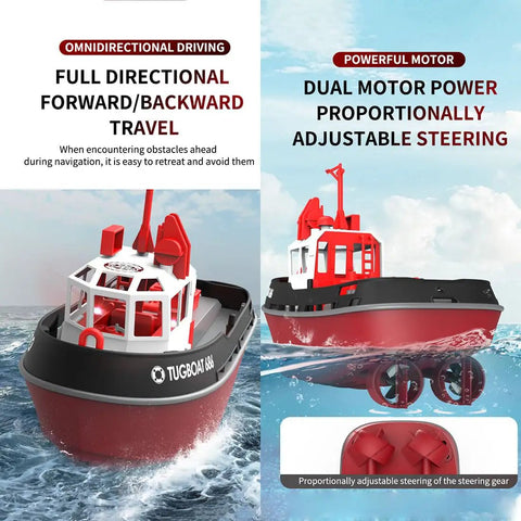 High Speed One Seventy Two Scale RC Tugboat For Pools And Lakes Ready To Run Remote Control Boat On Water With Dual Motor