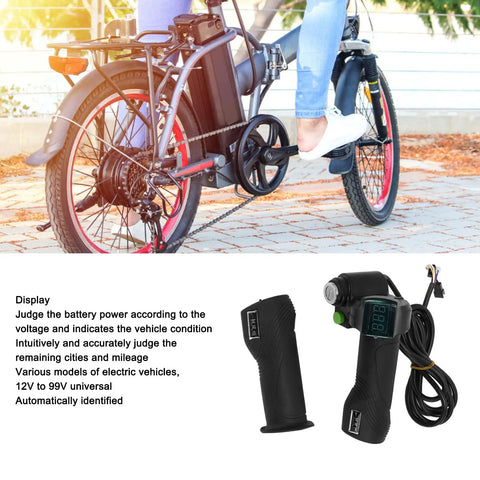Electric Bike Throttle Grip With Lock Blue Screen Handlebar For Riding 12V To 99V Voltage Auto Detect Compatible Spare Parts One Pair Easy Install Plug And Play High Performance Throttle For A Smooth Ride