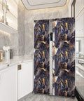 Fridge covered with Black Marble Peel And Stick Contact Paper With Gold Veins Removable Matte Finish 24 Inch By 200 Inch Roll