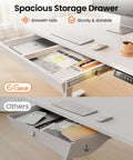 Open drawer of Electric Standing Desk With Drawers 48 By 24 Inch Height Adjustable Table With Four Presets, showing smooth slides.