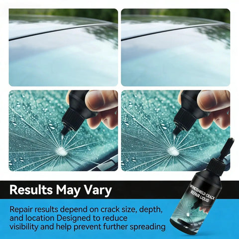 All In One Windshield Crack Repair Kit For Cars And Auto Glass Chips Quick Fix Glass Repair Tool in use on cracked windshield