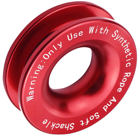 Heavy Duty Recovery Ring 66,000 Lbs For Winch Snatch Off Road SUV UTV ATV Truck Pulley Towing Ring For Synthetic Rope And Soft Shackle 7075 Aluminum CNC Machined Corrosion Resistant Red, red aluminum recovery ring