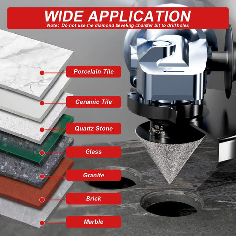 Diamond Beveling Chamfer Bit With M14 Hex Shank for Tile Marble Granite Porcelain 1 3 8 Inch Hole Enlarger and Edge Polisher