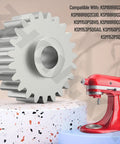 Upgraded Mixer Worm Gear Replacement Kit displayed next to red stand mixer, no plastic gear, all-metal, WPW10112253 compatible
