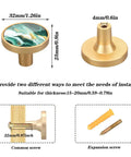 Four Piece Round Drawer Knobs And Cabinet Hardware Featuring Green And Gold Swirl Marbled Finish With Included Mounting Screws For Kitchen Cupboards And Dressers No Hassle Install Sweet Style Upgrade - 32mm wide, installation options.