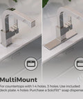 Dual installation views of Arkitek Single Handle Kitchen Sink Faucet With Pull Out Sprayer High Arc Design Polished Chrome Finish