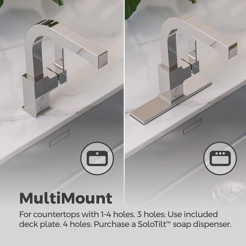 Dual installation views of Arkitek Single Handle Kitchen Sink Faucet With Pull Out Sprayer High Arc Design Polished Chrome Finish