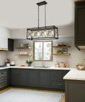 Industrial Kitchen Island Pendant Light Fixture With Black Metal Cage And Brass Gold Accents, above modern kitchen island
