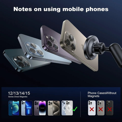 Heavy Duty 15W MagSafe Car Phone Charger Featuring Badass Magnetic Vent Mount with Dual PD and QC Fast Charging Ports to Slap Your Phone In Place on Every Commute for iPhones with various iPhone models.