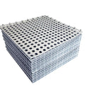 Stack of 24 Pack Drainage Floor Mats With Interlocking Cushions, Non Slip PVC Mats For Bathroom Shower Kitchen Tub Toilet Poolside Patio Boats And Wet Areas, Suction Cup Grip, 30x30cm Grey