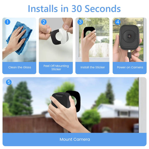 Steps to install No Drill Magnetic Window Camera For Inside Or Outside Monitoring Through Glass 4K 8MP Lens With 32GB SD Card