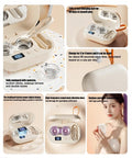 Ultrasonic Contact Lens Cleaner Machine For Home And On The Go with silicone chamber and digital display, shows accessories.