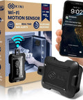 Motion Sensor Alarm With Tamper Alerts For Gun Safes Cabinets And Drawers No Monthly Fees Instant App SMS And Email Alerts 2 4 GHz WiFi Required Rechargeable Battery Lasts 12 To 18 Months IFTTT Ready Easy Install on black device and box