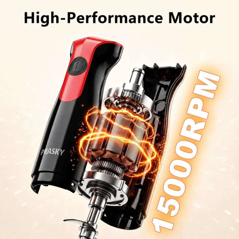 Premium Corded Handheld Immersion Blender Equipped With A 15000Rpm Motor And Razor Sharp Stainless Blades For No Sweat Soup Mixing And Smooth Purees In Every Kitchen showing high-performance motor internals.