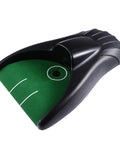 Indoor Golf Practice Aid With Automatic Ball Return System No Battery Needed for home and office, black plastic