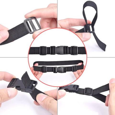 Six Pack 1 Inch Quick Release Buckles For Nylon Webbing Straps Replacement No Sew Dual Adjustable Heavy Duty Plastic Buckle Set