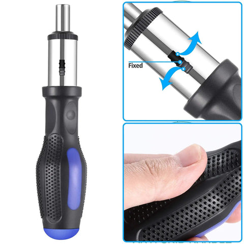Close-up of grip and adjustment feature on 21V Cordless Drill Set With 112 Piece Home Repair Tool Kit For DIYers Lightweight Hammer Drill