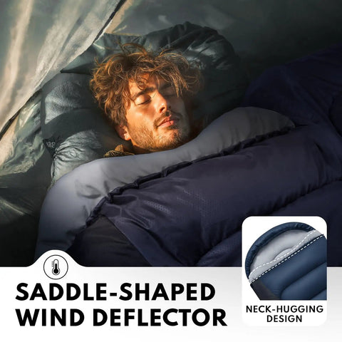 Man asleep in XXL Winter Sleeping Bag For Adults And Kids Ultra Warm Cozy All Season Camping Gear With Compression Sack