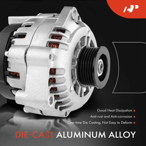 105 Amp 12V Alternator For Chevy Astro 1994 To 1995 V6 4.3L And GMC Safari 1994 To 1995 V6 4.3L Clockwise Rotation With Six Groove Pulley Replace 10480072 10480189 10463443, die-cast aluminum body.