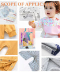 Collage showing uses of DIY Metal Snaps Button Kit With Fastener Pliers Press Tool For Sewing And Crafting, 200 Sets In 10 Colors 9.5mm Hollow Snaps, Handy Storage Box, Great For Garments And Crafts, including baby wear and bibs.