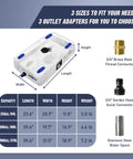 50 Gallon Collapsible Water Storage Bladder With Spigot For Emergency Prep and connectors, size chart displayed